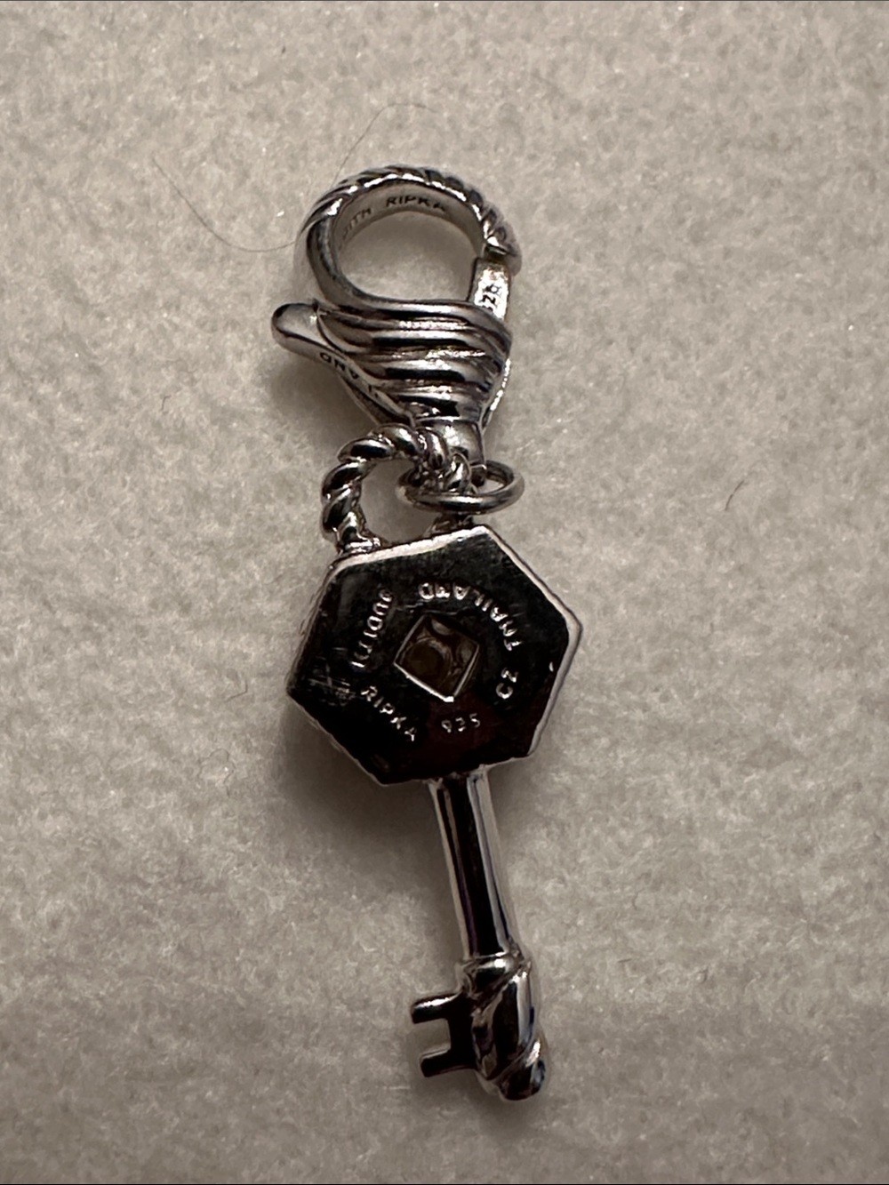 Judith Ripka Pavé Key Enhancer Charm – Sterling Silver Diamonique - Picture 3 of 4